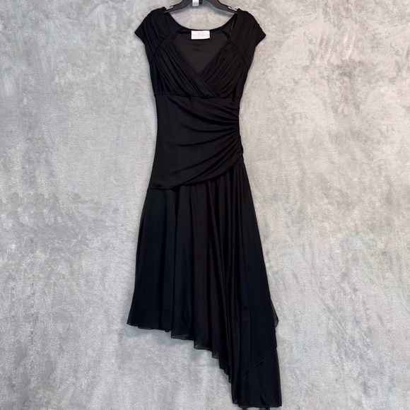 Vintage Dresses & Skirts - Y2K Vintage Mesh Whimsical Elegant Black Asymmetrical Dress Size S